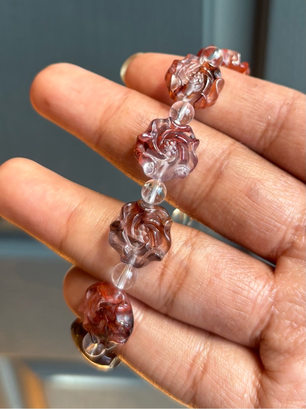 Fire Quartz Flower Crystal Charm Bracelet - Picture 12 of 12